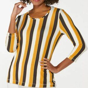 Cato Women's Scoop Neckline Striped Top - M